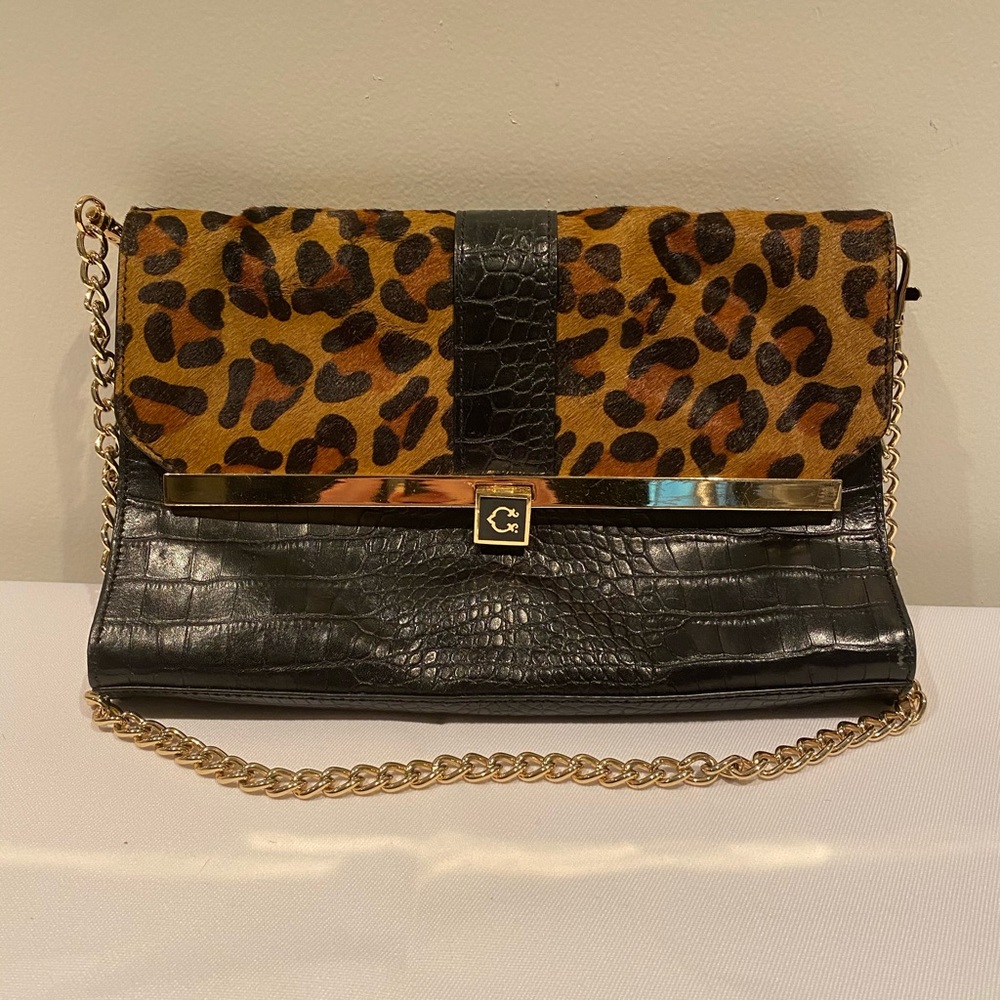 Leopard C Wonder handbag leather with gold chain